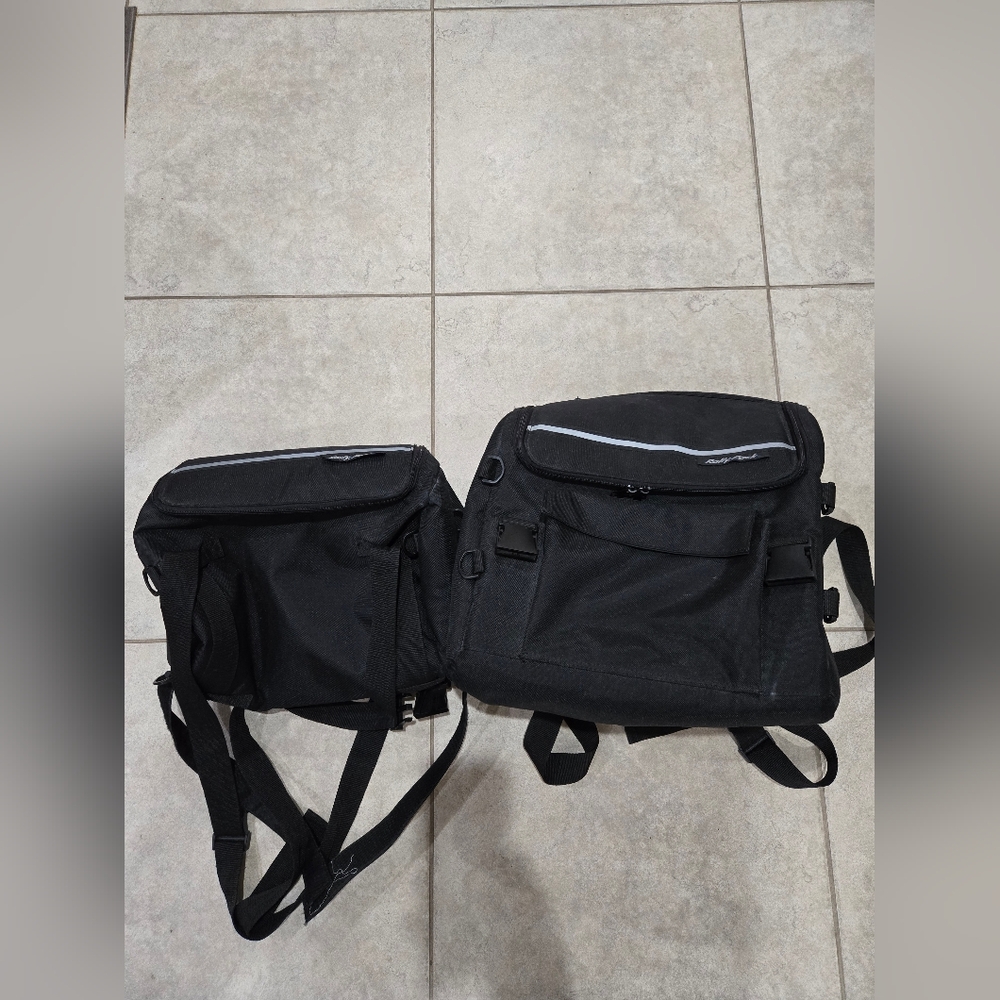 Set Of 2 Rally Pack Motorcycle  Backrest Large Seat Sissy Bar Bag Back Pack